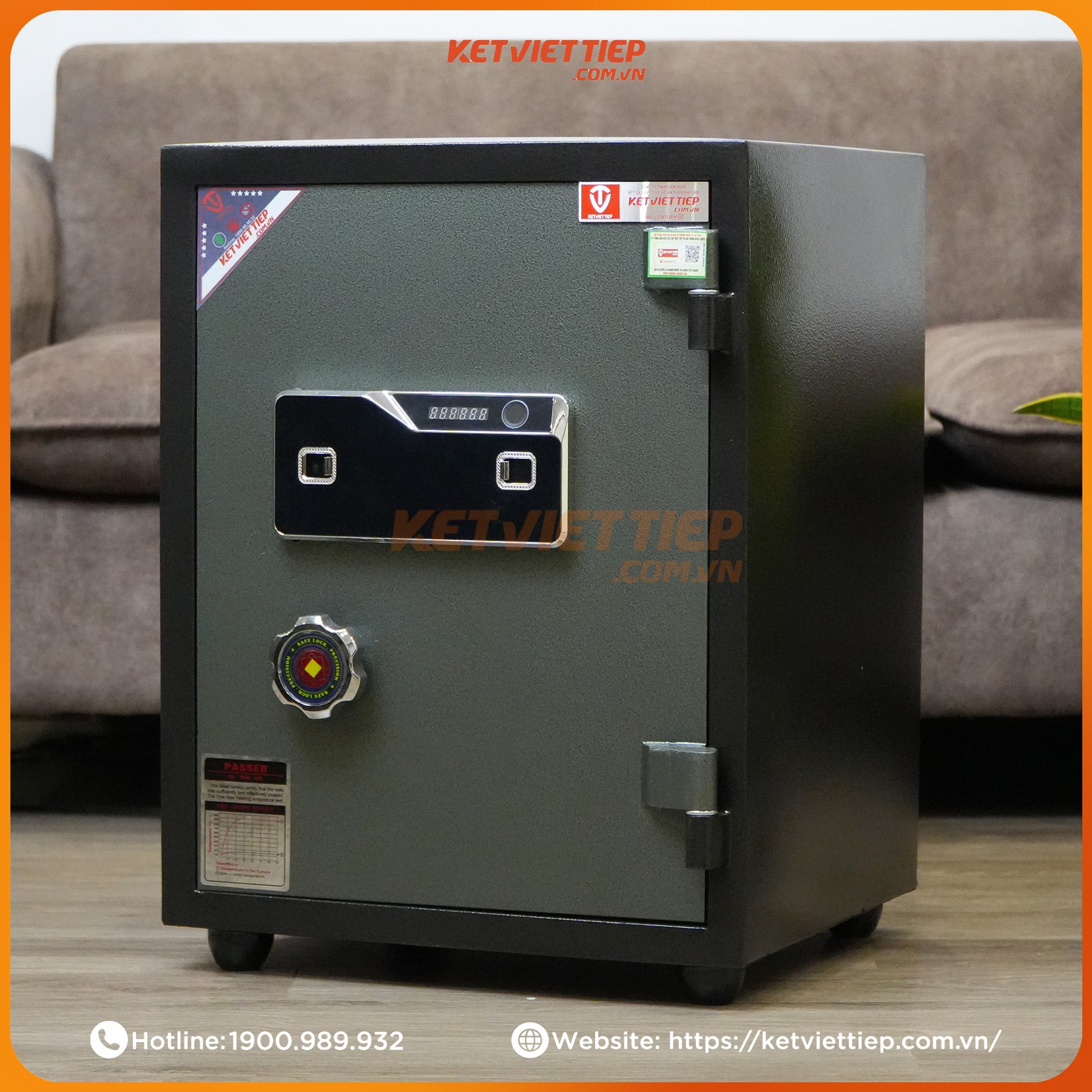 Két Sắt Việt Tiệp Chống Cháy  KVT68VTDT Khóa Vân Tay Điện Tử Mẫu Mới Cao Cấp