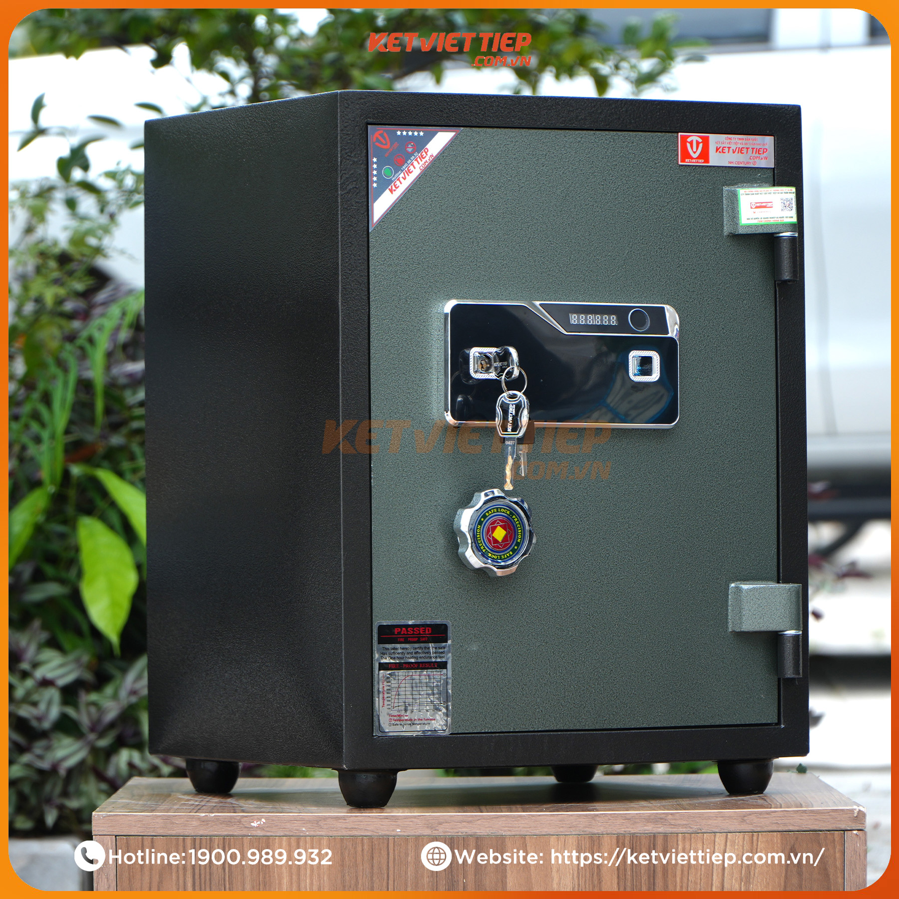 Két Sắt Việt Tiệp Vân Tay Điện tử KCC40VTDT Chống cháy, Báo Động về Điện Thoại