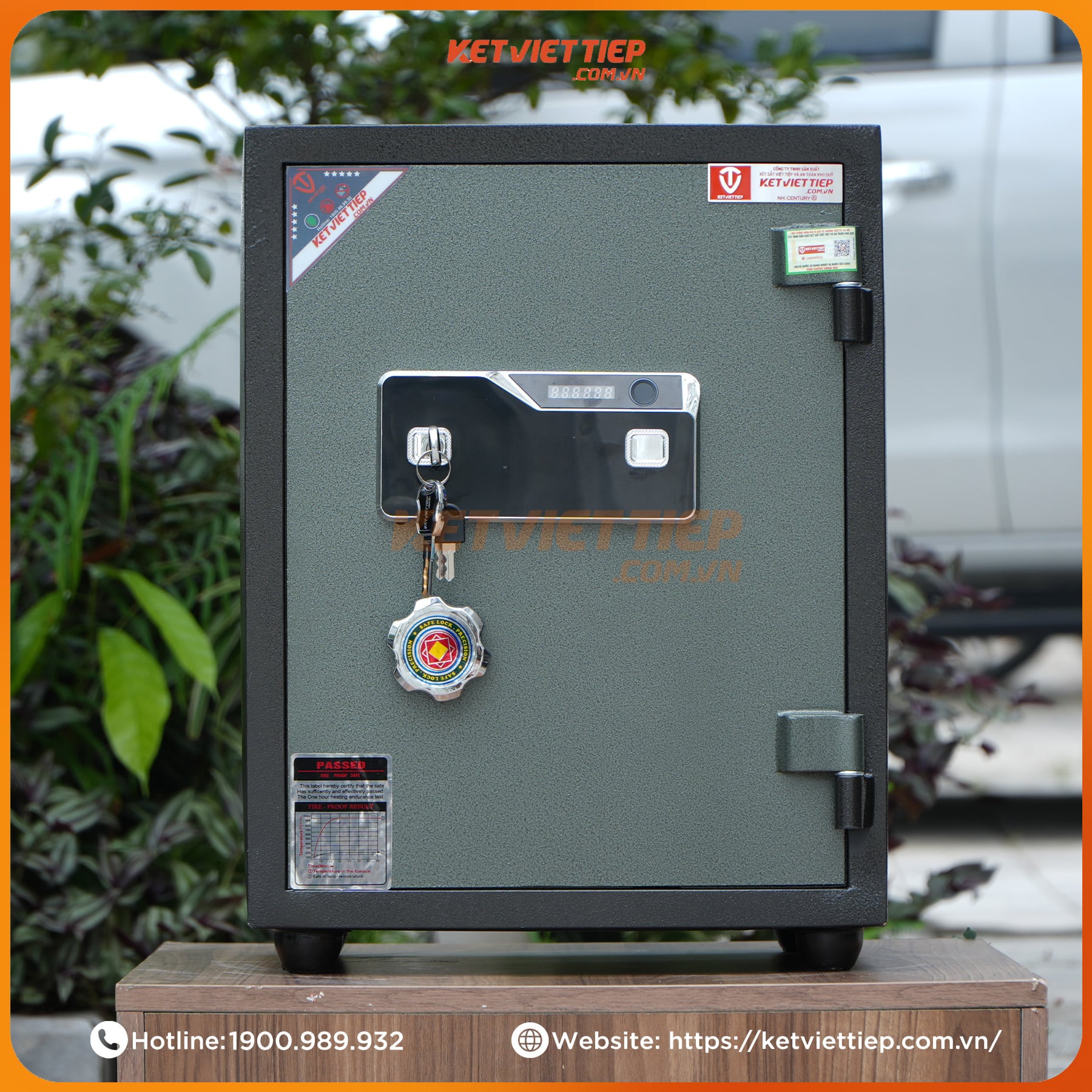 Két Sắt Việt Tiệp Vân Tay Điện Tử KVT55VTDT Chống Cháy