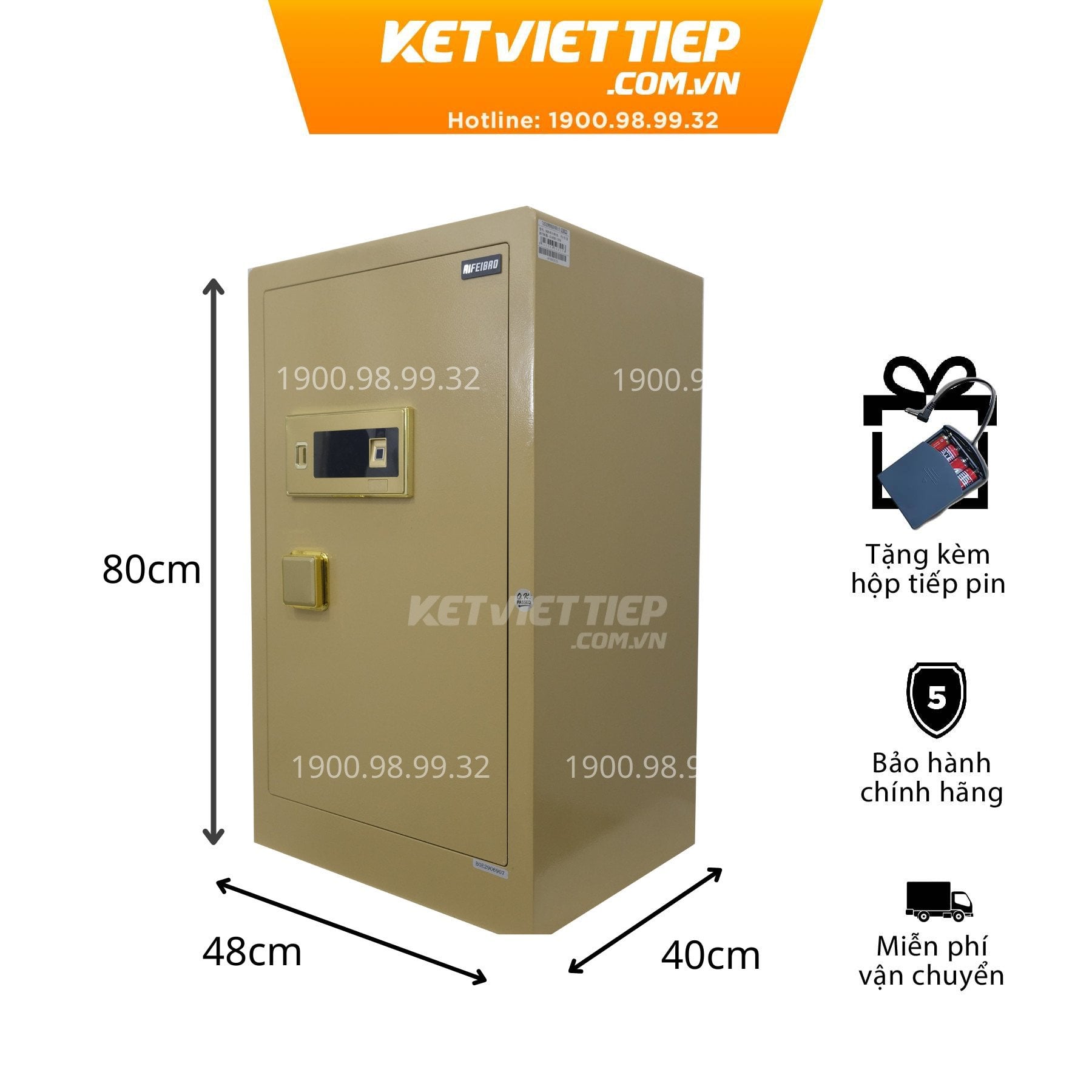 Két Sắt Vân Tay Điện Tử Aifeibao HK-M/D-80-BL công nghệ Đức