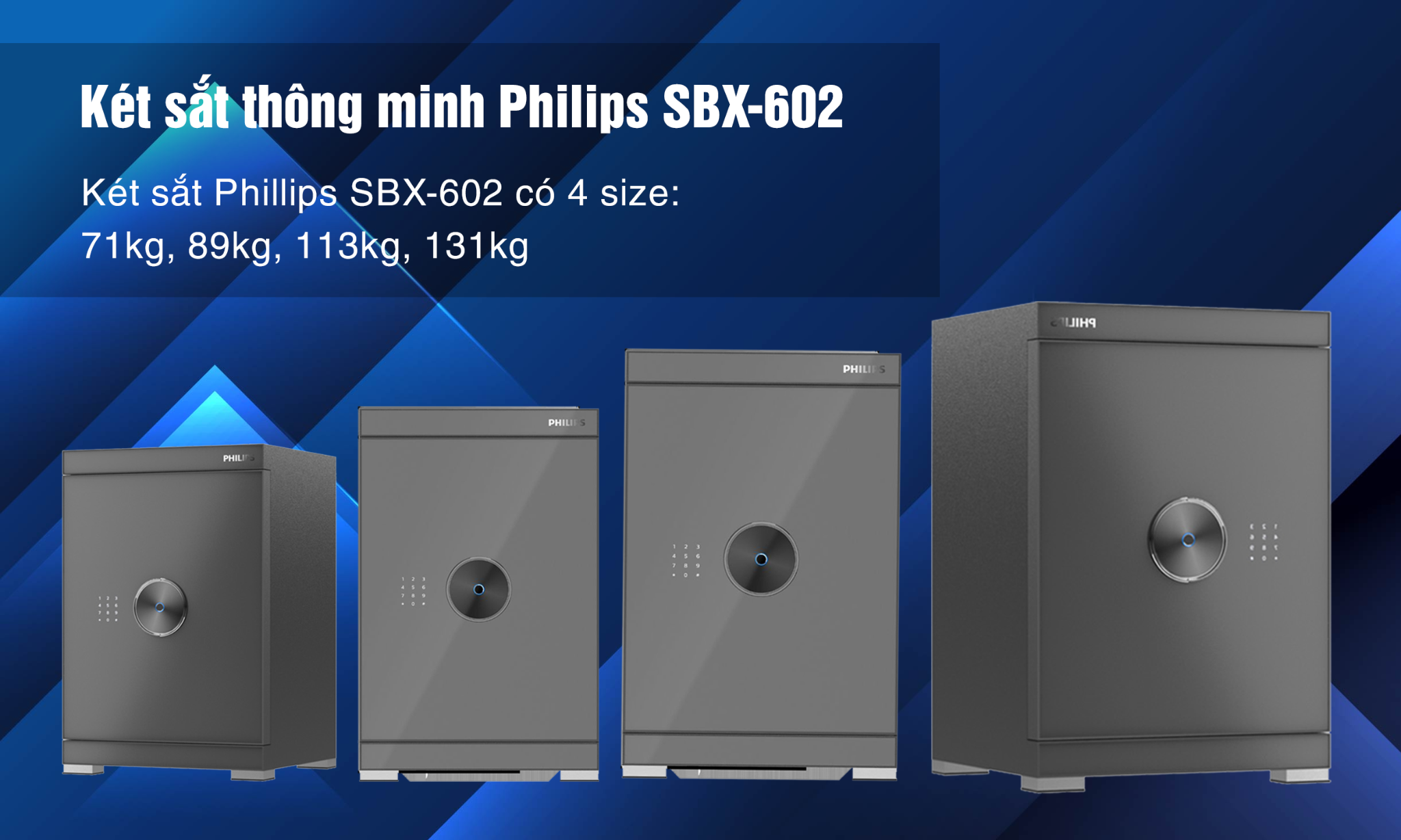 Két sắt thông minh cao cấp Philips SBX602-7CU Khóa bảo mật vân tay điện tử kết nối app