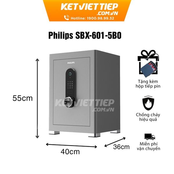 Két sắt Philips SBX601-5B0 Khóa Vân Tay Điện Tử Thông Minh Nhập Khẩu Chính Hãng