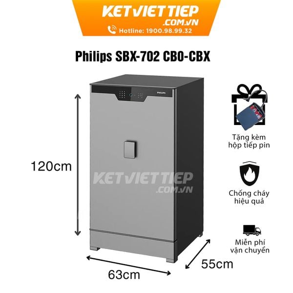 Két Sắt Hạng Sang Philips SBX702-CBX Khóa Vân Tay Điện Tử Thông Minh Nhập Khẩu Chính Hãng