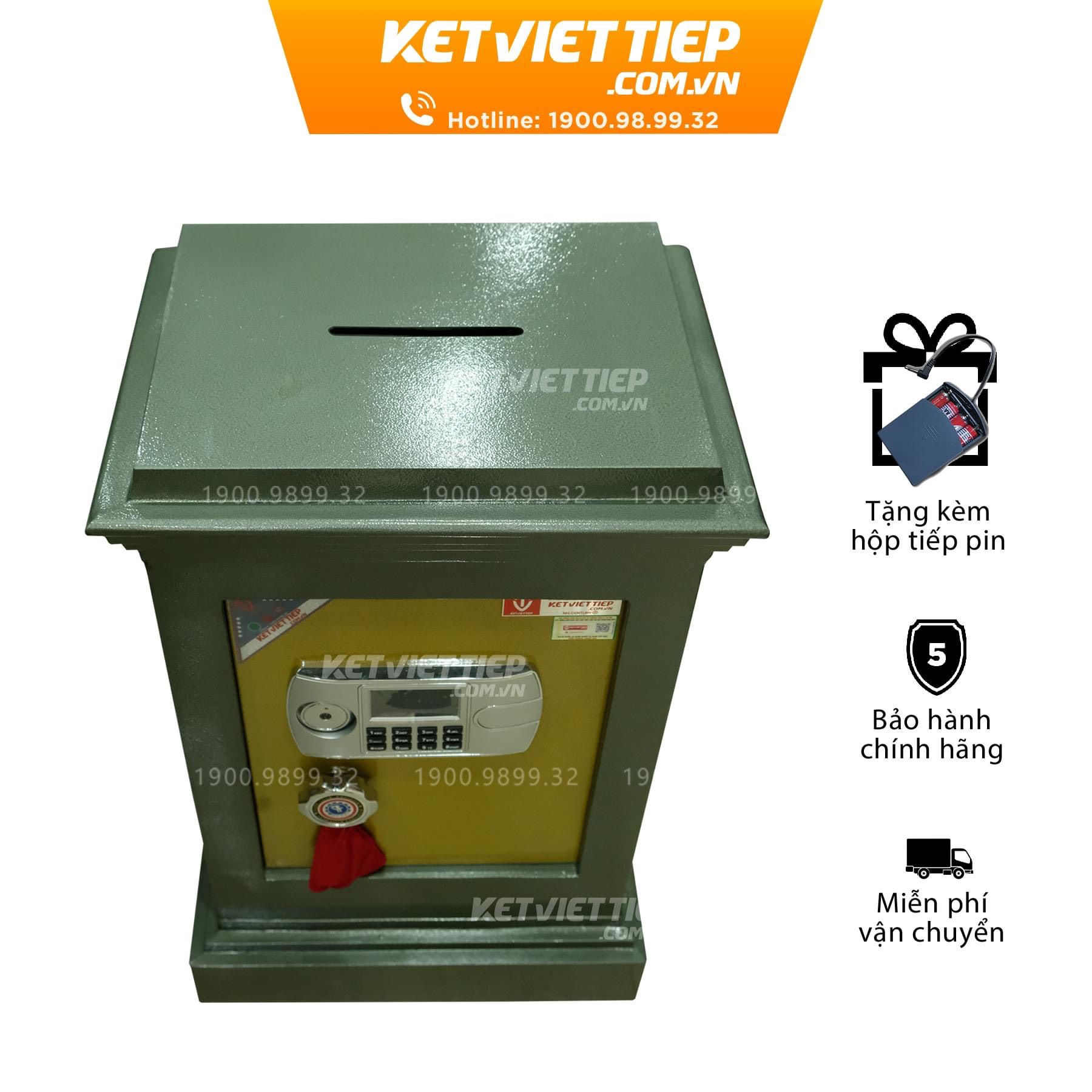 Két Sắt Công Đức mầu đỏ Có Khe Bỏ Tiền Khóa Điện Tử CĐ80 chống cậy phá