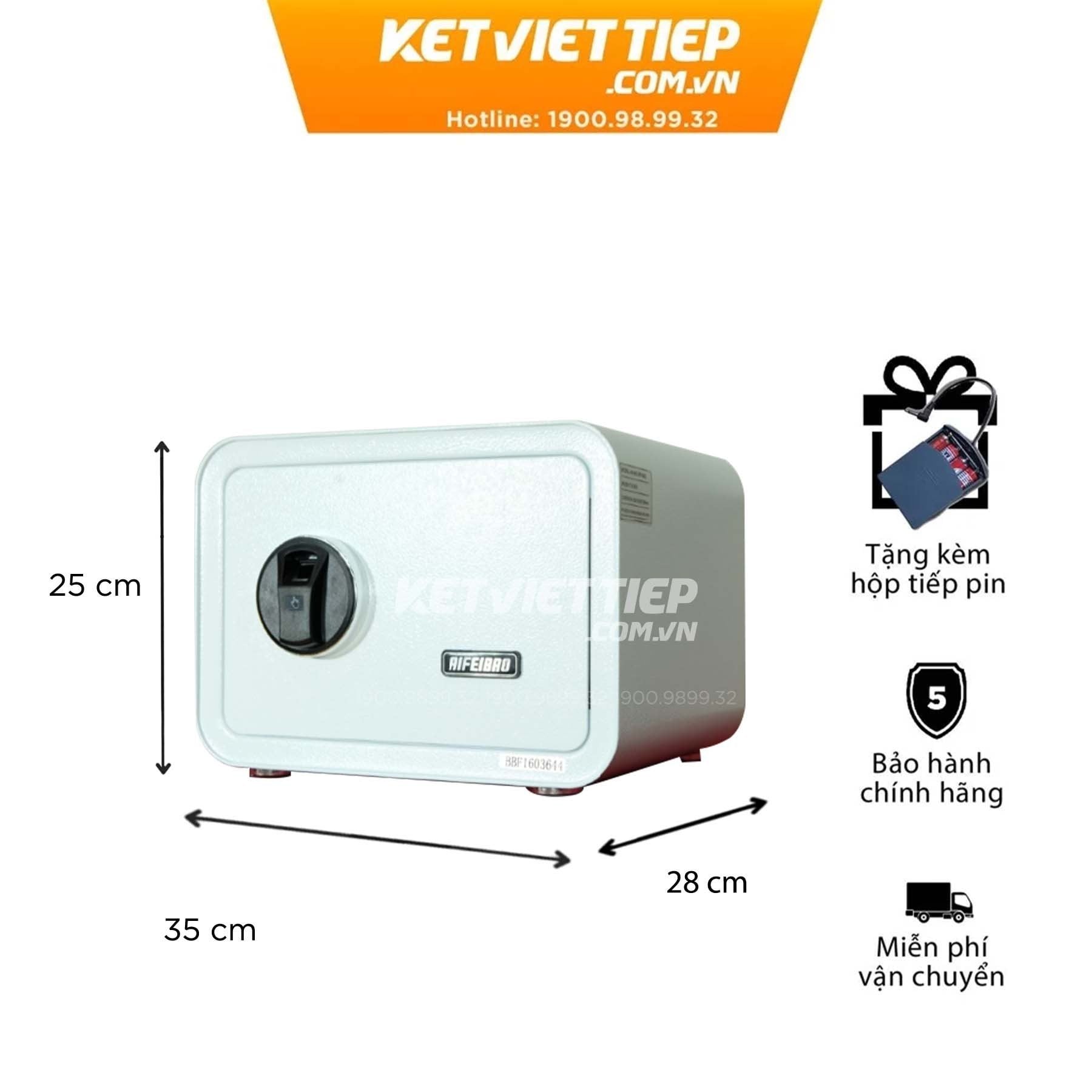 Két sắt mini vân tay VT25S5 Trắng nội thất bọc da cao cấp cài đặt 30 vân tay khác nhau