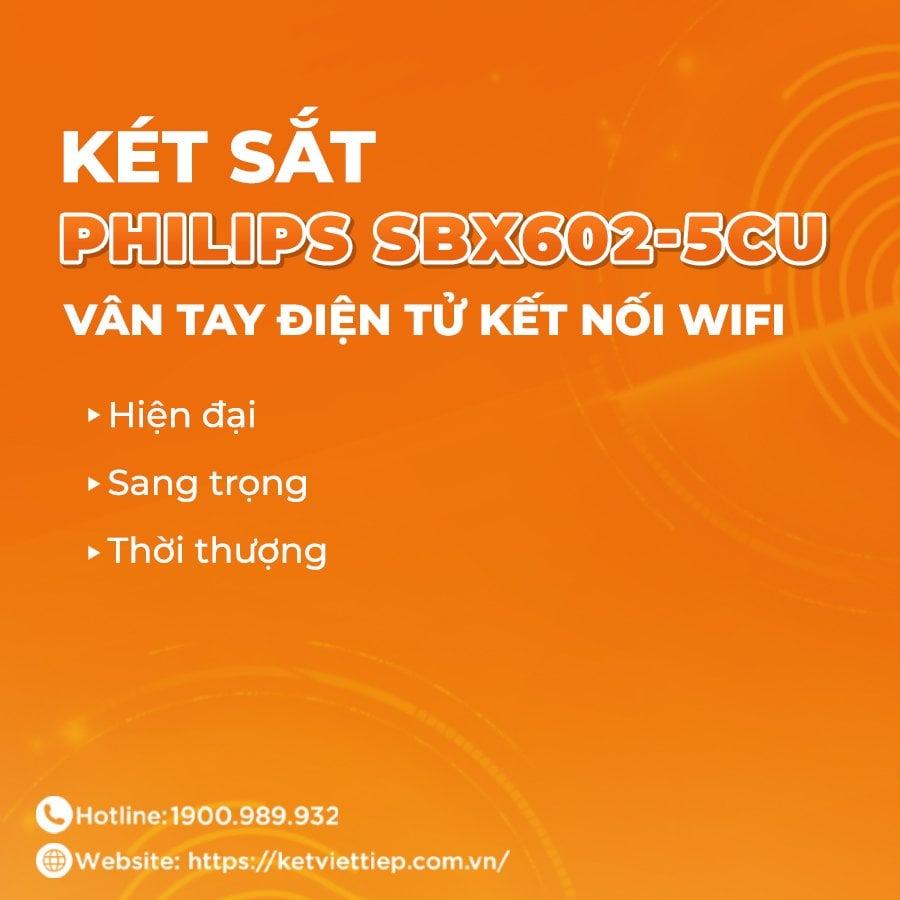 Két sắt nhập khẩu thông minh cao cấp Philips SBX602-8CU khóa bảo mật vân tay điện tử, kết nối wifi