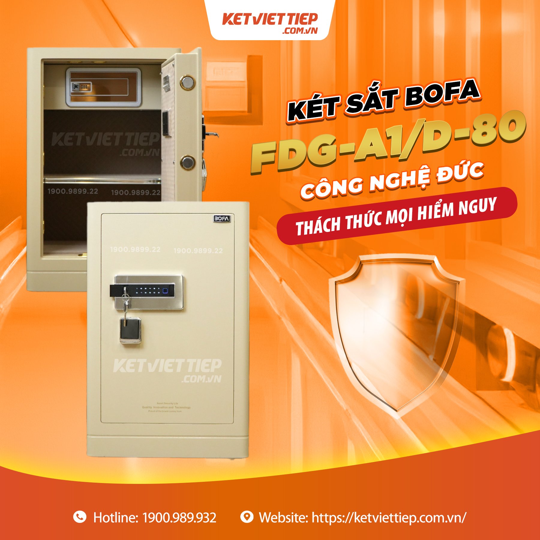 Két sắt Bofa FDG-A1/D-80 Khóa Vân Tay Điện Tử