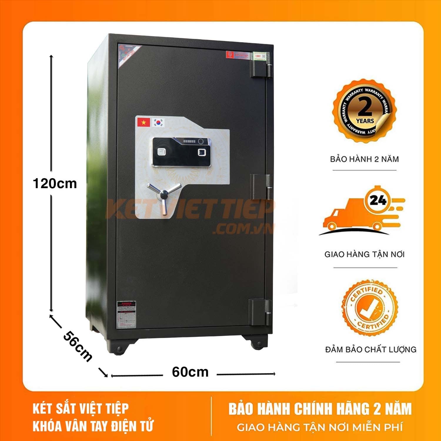 Két Sắt Ngân Hàng Việt Tiệp Cỡ Lớn Khóa Vân Tay Điện Tử Mới NH120VT