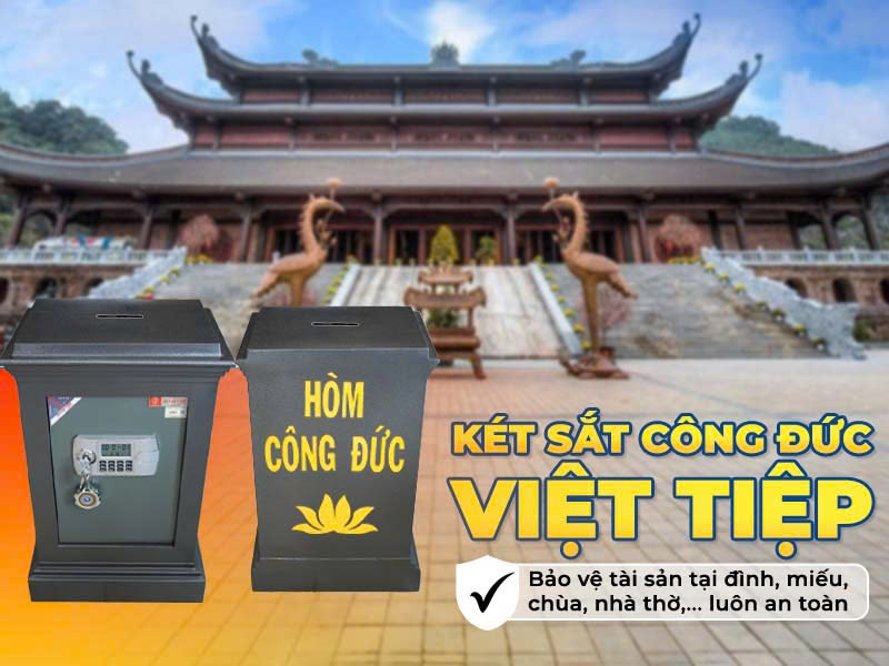Két Sắt Công Đức Có Khe Bỏ Tiền Khóa Điện Tử CĐ100