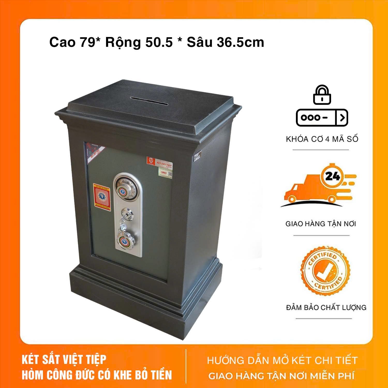 Két Sắt Công Đức Có Khe Bỏ Tiền K110 Khóa cơ