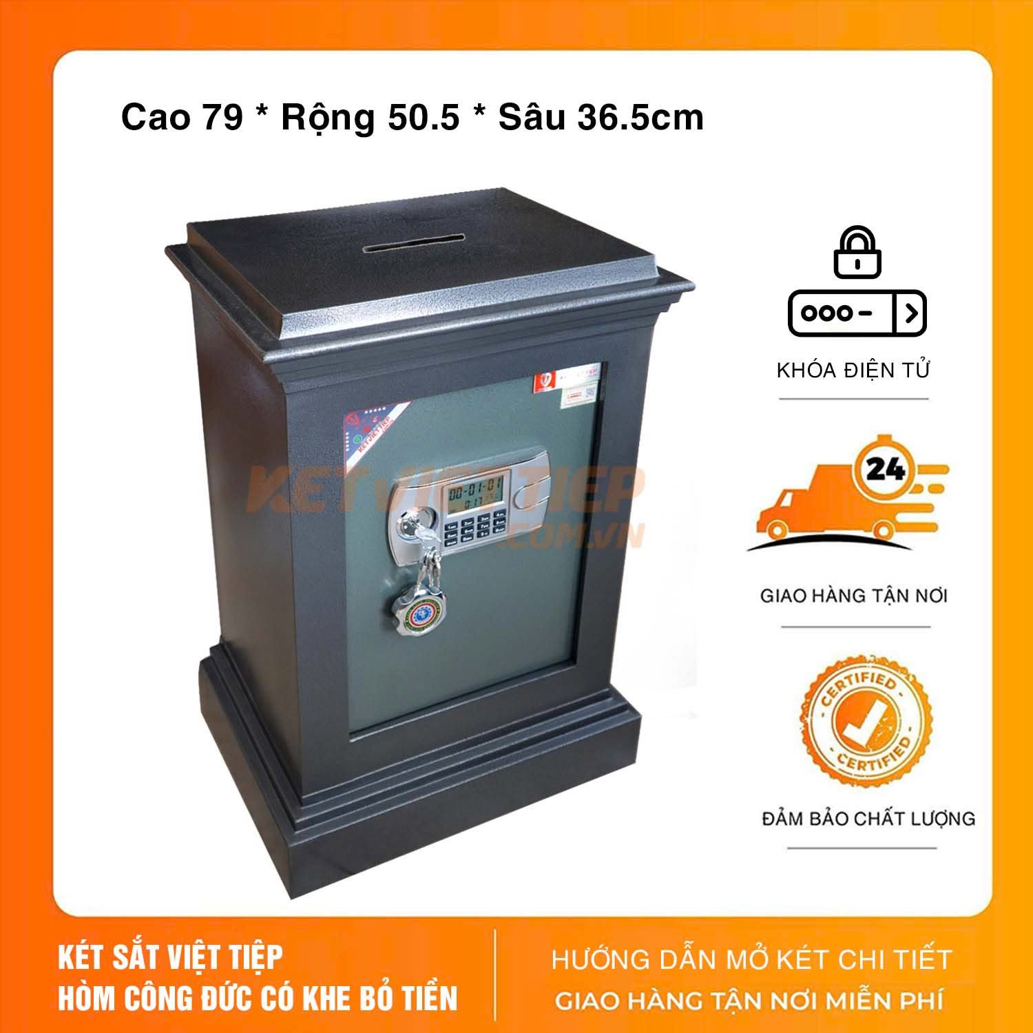 Két Sắt Công Đức Có Khe Bỏ Tiền Khóa Điện Tử CĐ100