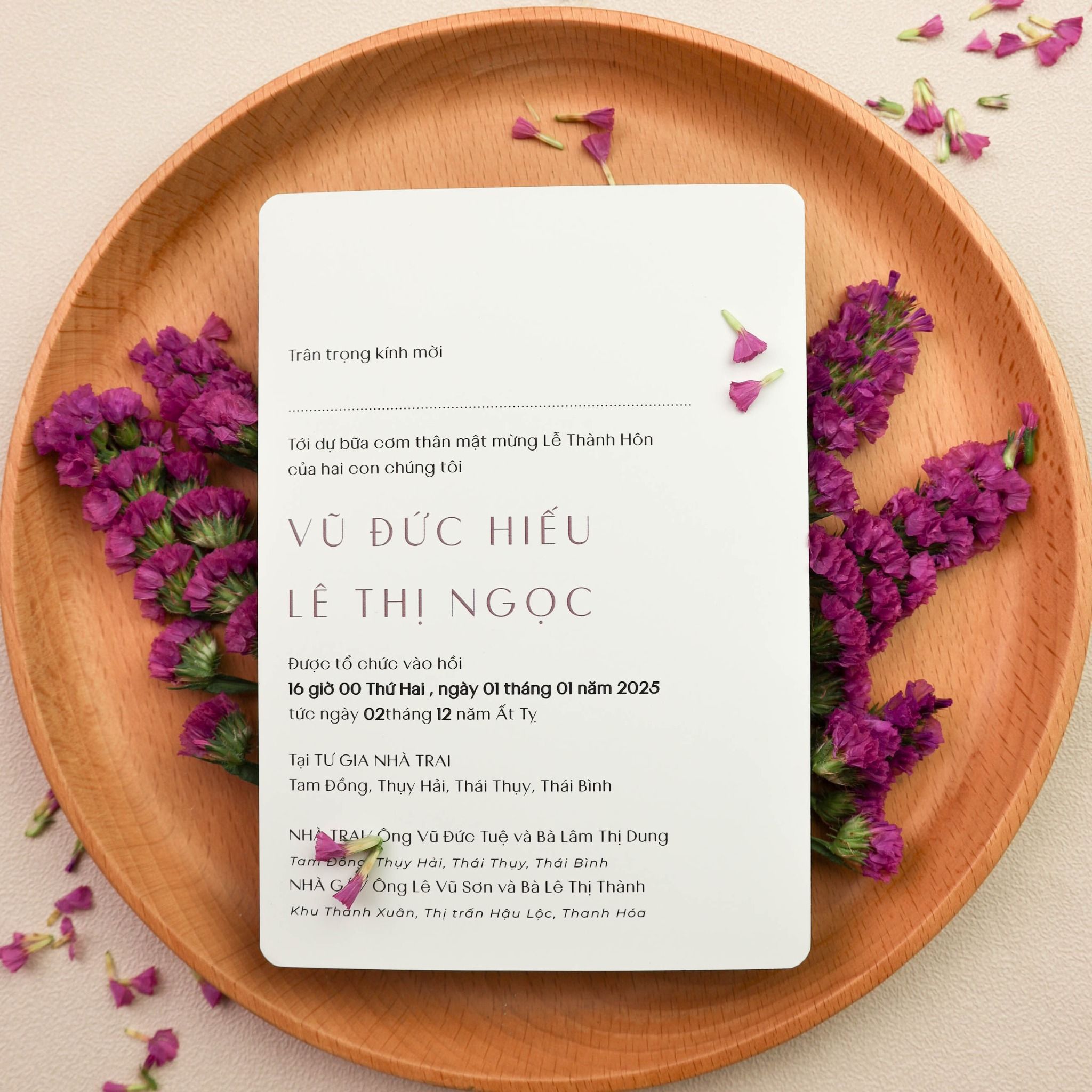  Thiệp cưới tone tím pastel nhẹ nhàng – Pastel Lilac Wedding Invitation Set ∞ TD-B0019 