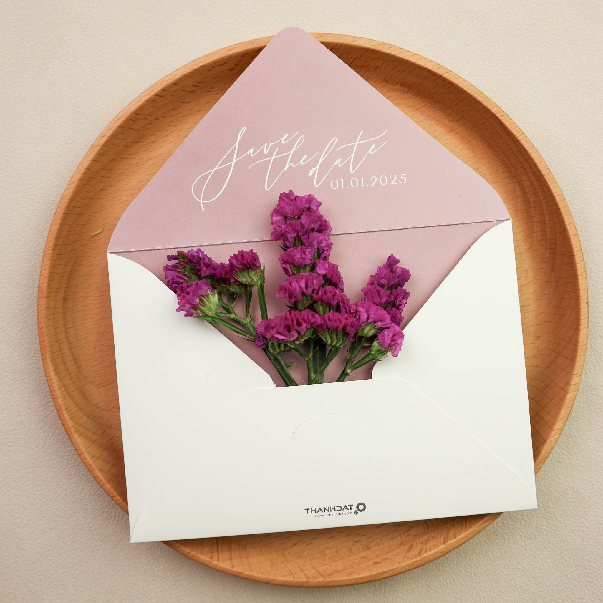  Thiệp cưới tone tím pastel nhẹ nhàng – Pastel Lilac Wedding Invitation Set ∞ TD-B0019 