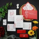  Thiệp Cưới Song Hỷ - Hạc Sắc Xuân Hồng ∞ TD-A0064 