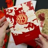  Thiệp Cưới Gập 3 Hồng Liên Song Hỷ ∞ TD-K014 