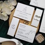  Thiệp Trắng Đen Thanh Lịch – Elegant Monochrome Wedding Card ∞ TD-B0035 