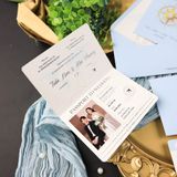  Thiệp Cưới Passport Tông Màu Xanh Nhạt Hiện Đại Và Độc Đáo ∞ TD-PS0002.B 