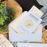  Thiệp Cưới Passport Tông Màu Xanh Nhạt Hiện Đại Và Độc Đáo ∞ TD-PS0002.B 