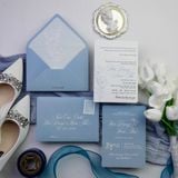  Thiệp Cưới Thanh Lịch Tông Xanh – Elegant Blue Wedding Card ∞ TD-B0049 