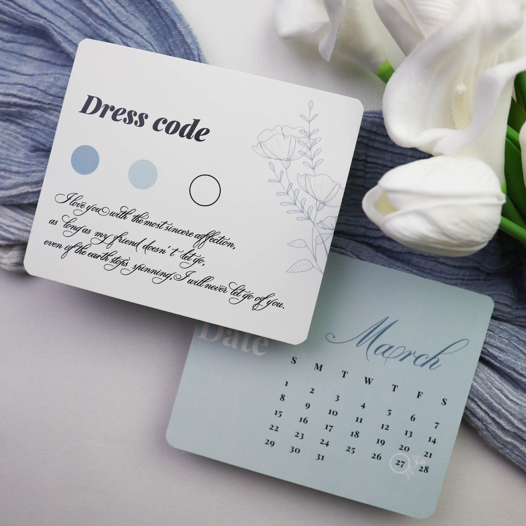  Thiệp Cưới Thanh Lịch Tông Xanh – Elegant Blue Wedding Card ∞ TD-B0049 