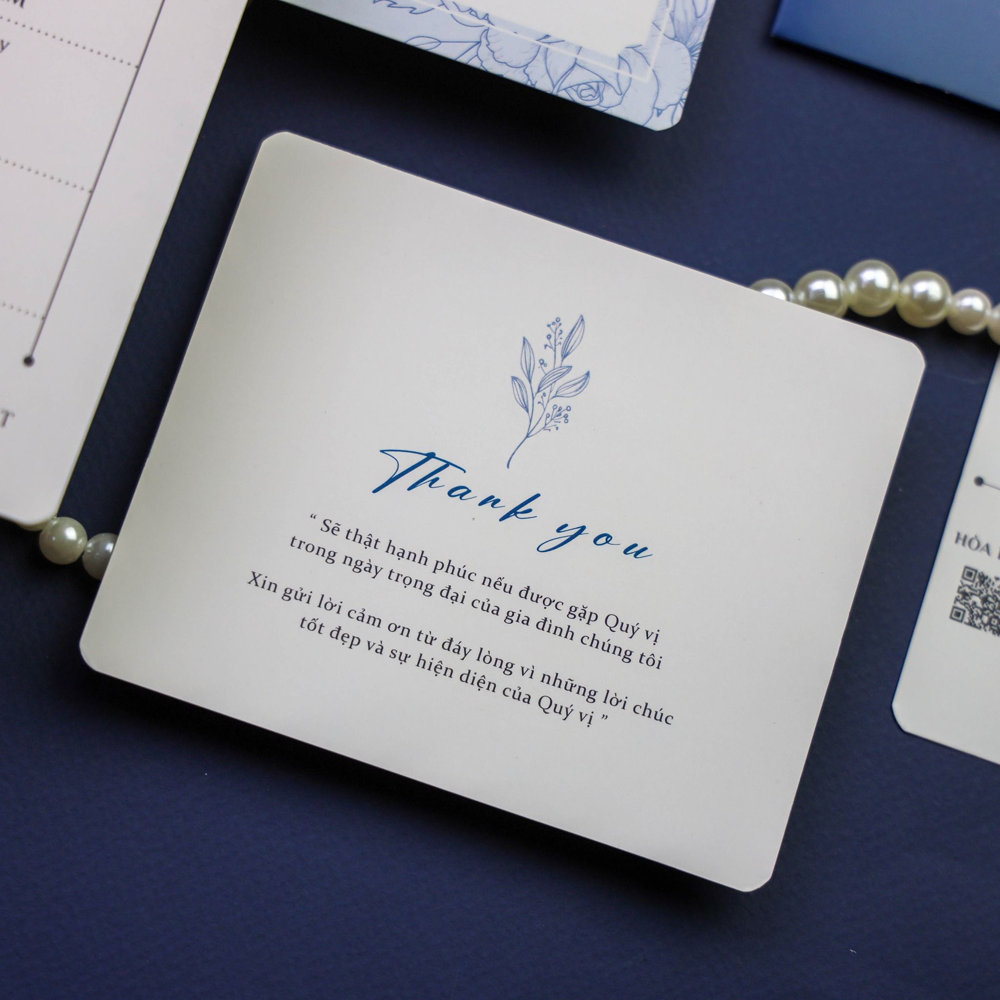  Thiệp Cưới Xanh Navy Tối Giản Sang Trọng ∞ TD-B0008 