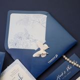  Thiệp Cưới Xanh Navy Tối Giản Sang Trọng ∞ TD-B0008 