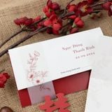  Thiệp Cưới Gập 3 Với Tone Màu Đỏ Đai Giấy Tracing ∞ TD-P007 