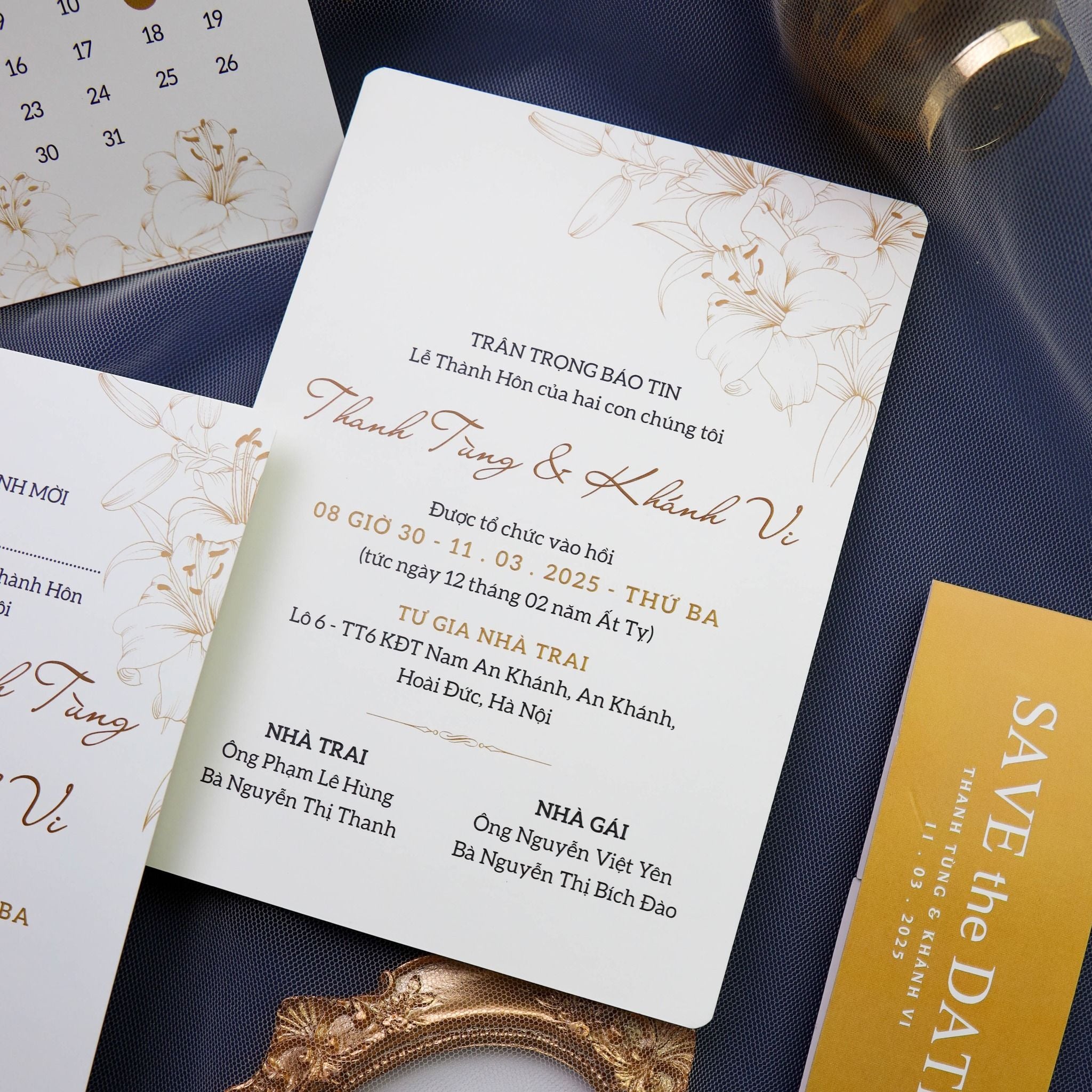  Thiệp Cưới Trắng Vàng Thanh Lịch – Elegant Golden Touch Invitation ∞ TD-B0027 