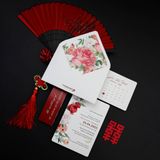 Thiệp Cưới Hoa Lá Sắc Đỏ Vẻ Đẹp Tinh Tế Lãng Mạn ∞ TD-A0026 