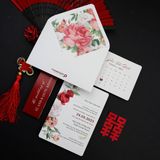  Thiệp Cưới Hoa Lá Sắc Đỏ Vẻ Đẹp Tinh Tế Lãng Mạn ∞ TD-A0026 