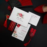  Thiệp Cưới Hoa Lá Sắc Đỏ Vẻ Đẹp Tinh Tế Lãng Mạn ∞ TD-A0026 