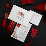  Thiệp Cưới Hoa Lá Sắc Đỏ Vẻ Đẹp Tinh Tế Lãng Mạn ∞ TD-A0026 