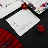  Thiệp Cưới Tối Giản Hoa Lá Sắc Đỏ ∞ TD-A0046 