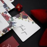  Thiệp Cưới Tối Giản Hoa Lá Sắc Đỏ ∞ TD-A0046 