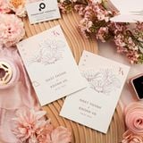  Thiệp Cưới Gấp Đôi Họa Tiết Hoa Nhẹ Nhàng, Sang Trọng Với Tone Hồng ∞ TD-XD0003 