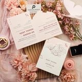  Thiệp Cưới Gấp Đôi Họa Tiết Hoa Nhẹ Nhàng, Sang Trọng Với Tone Hồng ∞ TD-XD0003 