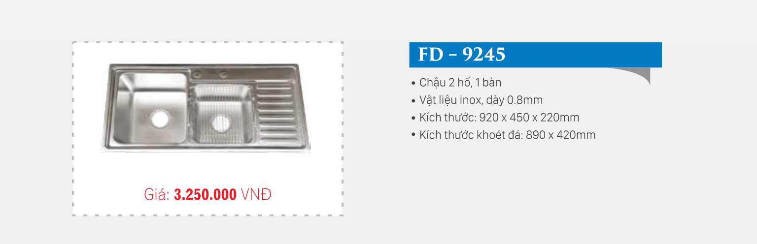 Chậu 2 hố,1 bàn FD-9245 – Nội Thất Sạch