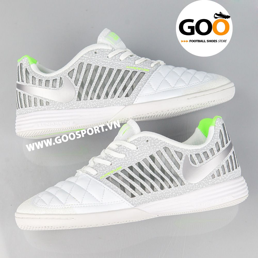 GIÀY ĐÁ BÓNG SÂN SÀN FUTSAL NIKE LUNAR GATO 2 IC TRẮNG XÁM – GOO SPORT