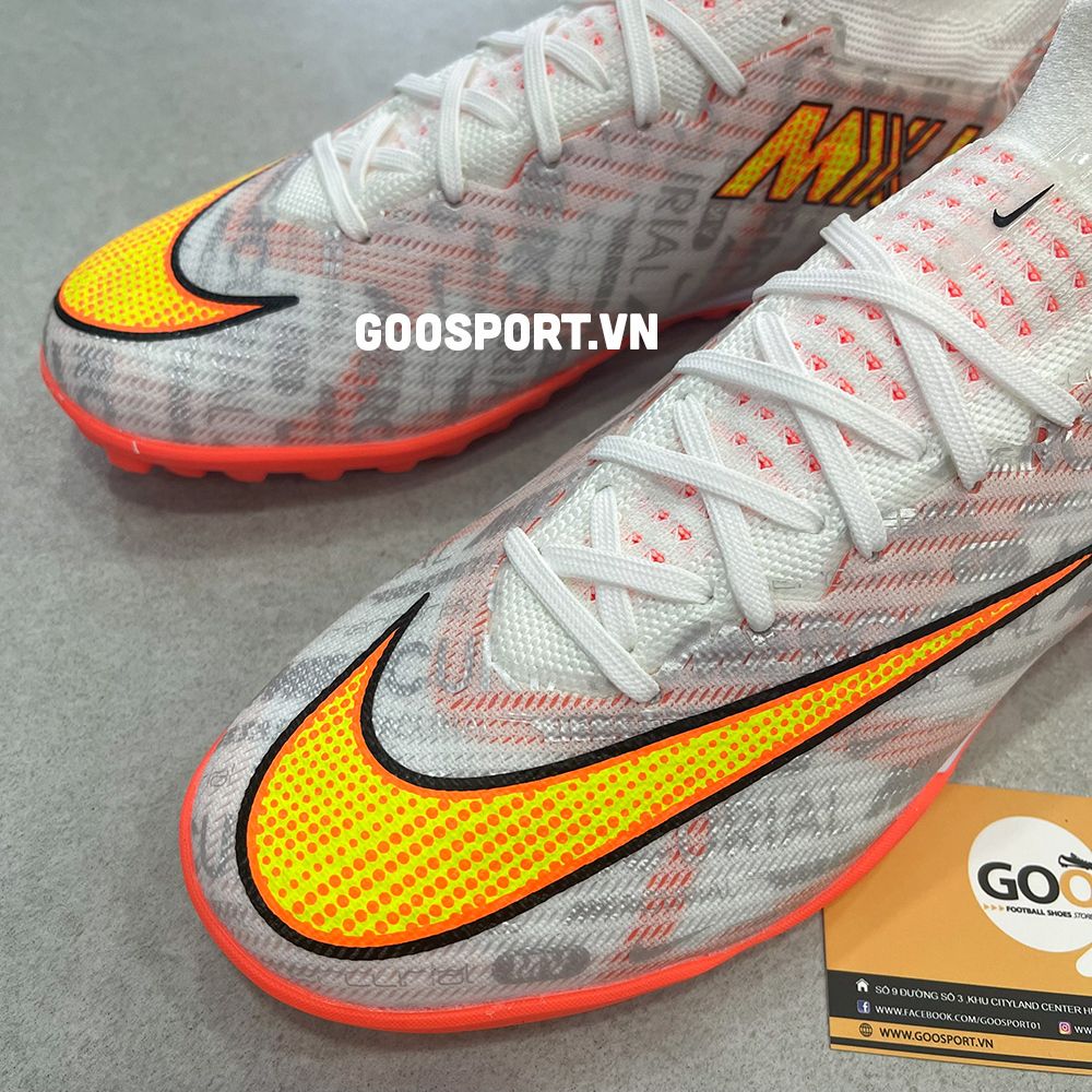  Mercurial Superfly 9 TF trắng sọc cam 