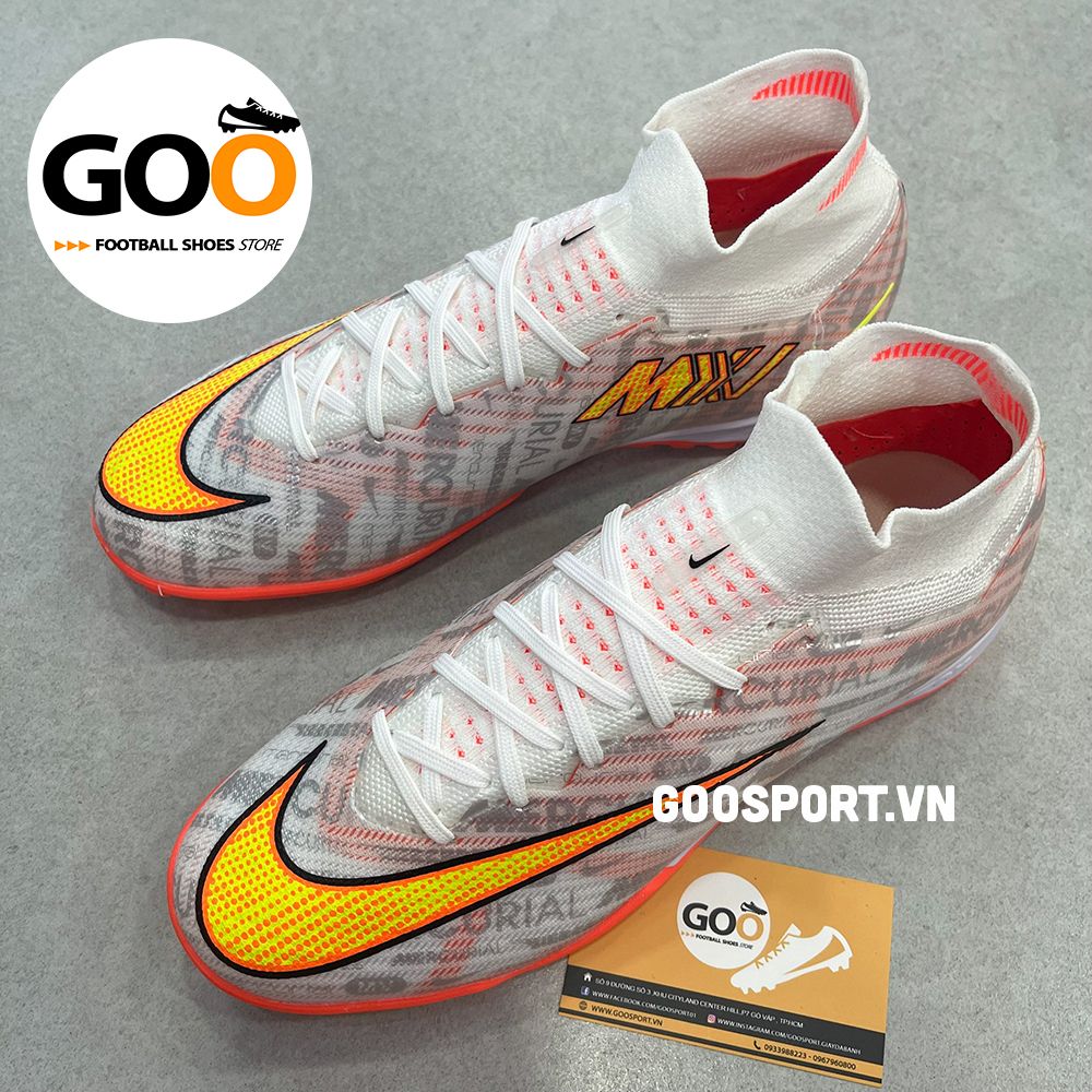  Mercurial Superfly 9 TF trắng sọc cam 