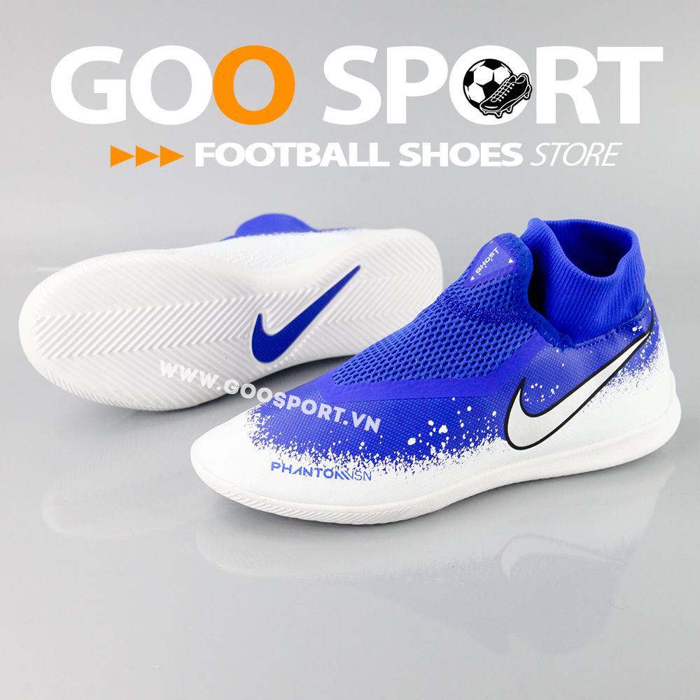 GIÀY ĐÁ BÓNG NIKE PHANTOM VISION TF CỔ CAO TRẮNG XANH DƯƠNG - GOO SPORT