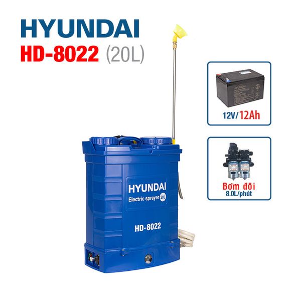 Bình xịt điện HYUNDAI HD-8022 (20L, 12AH, bơm đôi)