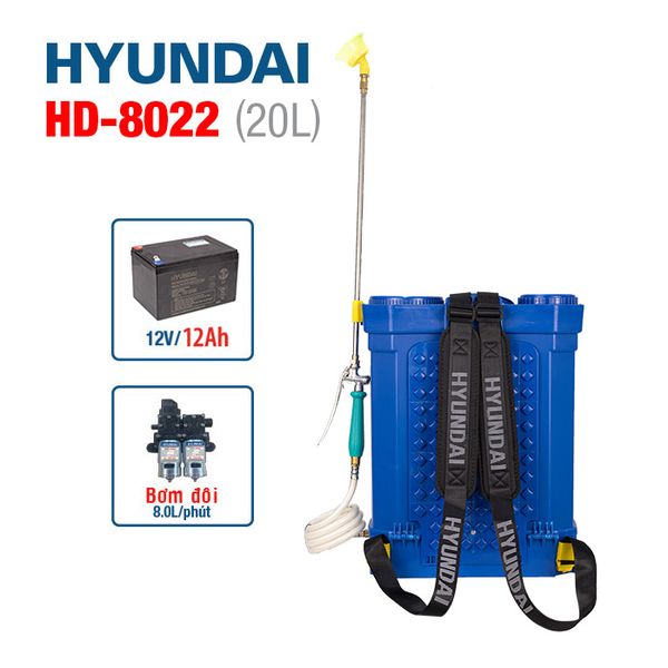Bình xịt điện HYUNDAI HD-8022 (20L, 12AH, bơm đôi)