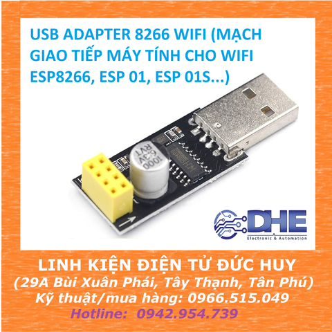 USB ADAPTER 8266 WIFI (MẠCH GIAO TIẾP MÁY TÍNH CHO WIFI ESP8266, ESP 01, ESP 01S...)