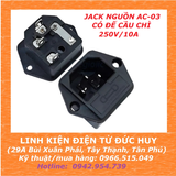 Jack đầu cấp nguồn AC-03 3 chân, đế cầu chì 250V 10A