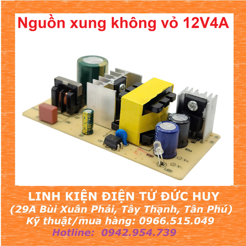 Nguồn xung không vỏ 220VAC 12VDC 4A