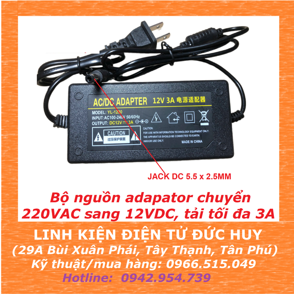 Nguồn ADAPTER 12V 3A V2.0