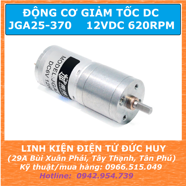 ĐỘNG CƠ DC GIẢM TỐC GA25 370 12VDC, 620RPM