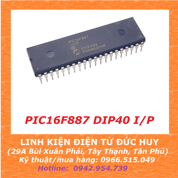 Vi điều khiển PIC 16F887  DIP40 I/P 8bit Microchip