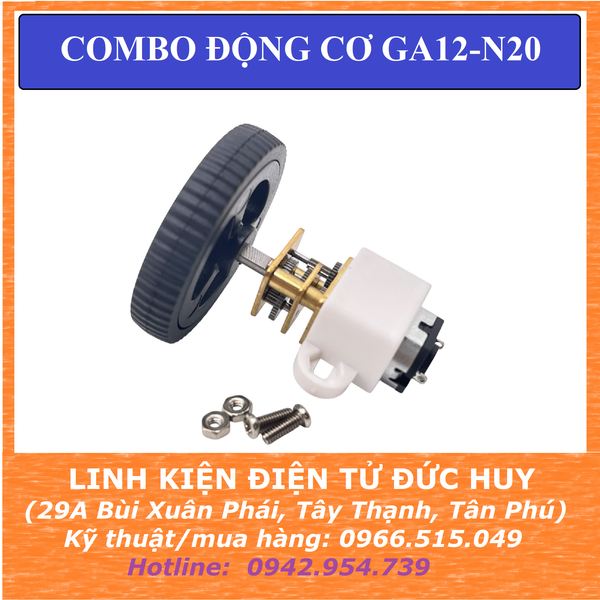 Combo động cơ DC GA12 N20 (Bánh xe + Động cơ + gá)